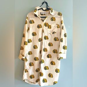 Tigertales NYC Long Pajama Wolverines (top only) buttons Michigan white size 4-6